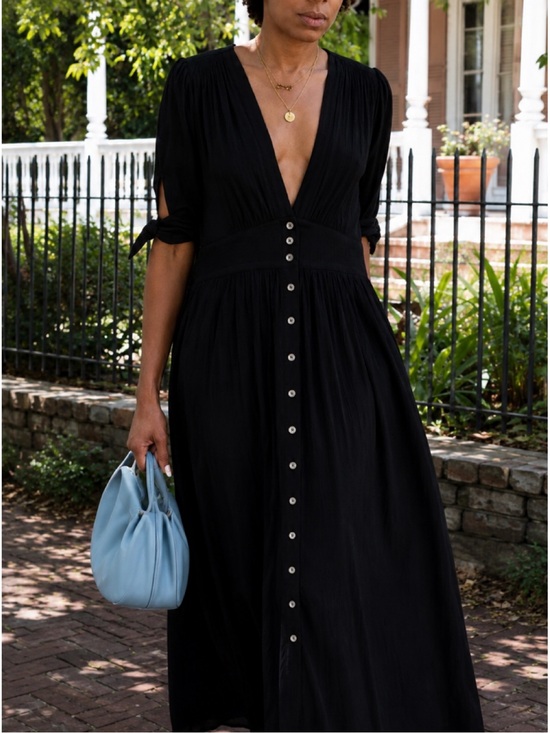 Free People Dresses & Skirts - Free People Love of My Life Midi Dress Off Black 100% Cotton Size Medium